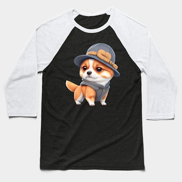 Cute Cartoon Puppy Dog | Kawaii Baseball T-Shirt by The Print Palace